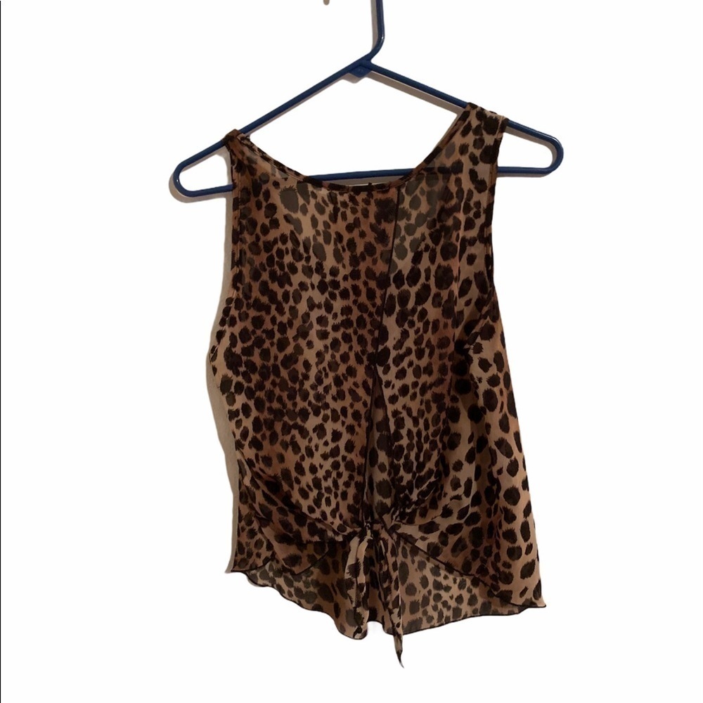 Retro Cheetah Sheer Tank With Tie Feature
